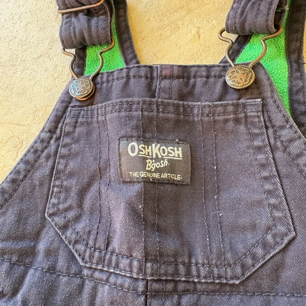 OshKosh B'gosh Navy Blue Kids Overalls Green Fleece Lined Size 9 Month